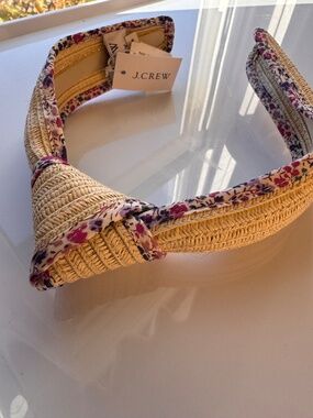 J.Crew Liberty London Floral Raffia Knot Headband Magenta Purple NWT